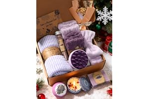 Coralogo Lavender Spa Gift Baskets - Natural Pampering Spa Set, Self-Care Get Well Soon Basket,Thank You Gifts, Unique 11pcs Gift Set for Birthday Christmas Valentines Day Mothers Day