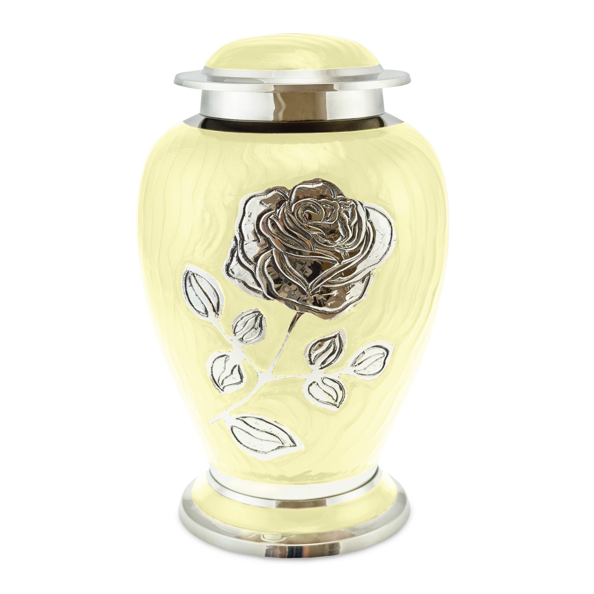 Cherished Urns Bloom Yellow Patterned With Rose Adult Cremation Urn for Ashes