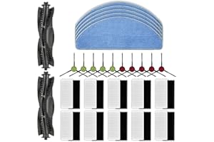 BRUVISH (27 Pack) G8000 MAX Replacement Parts Compatible with Tikom G8000 MAX Robot Vacuum Cleaner, 2 Roller Brushes, 10 Side Brushes, 10 HEPA Filters, 5 Mop Pads, Accessories Kit