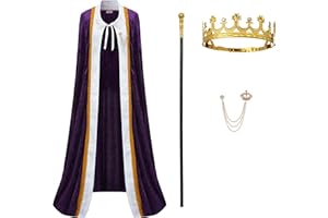 Regenboog King Costume for Men and Women, Queen Costume,Adult King Cape Robe Metal Crown Scepter, Lord Farquaad Costumes