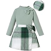 Toddler Baby Girl Clothes Fall Winter Outfits Ruffle Top Dress Pretty Hat Overall Skirt Set