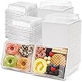 Hiceeden Set of 100 Sandwich Boxes with Clear Lids, White Paper Charcuterie Boxes, 5" Square Dessert Cake Boxes Food Grade fo
