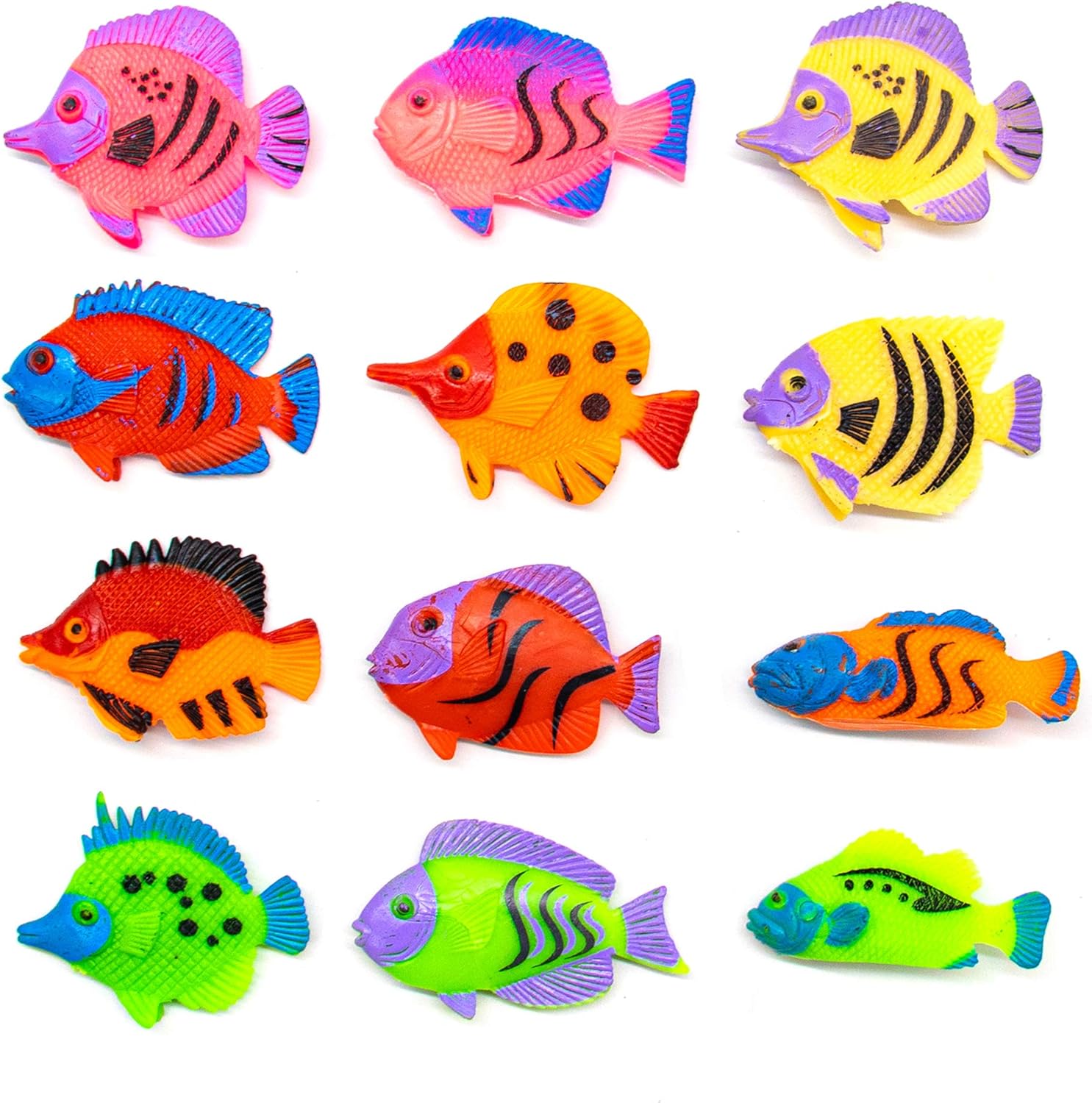 AUEAR, 24 Pack Tropical Fish Figure Assorted Fish Model Toy Set Sea Animals Toys for Kids Party Favor