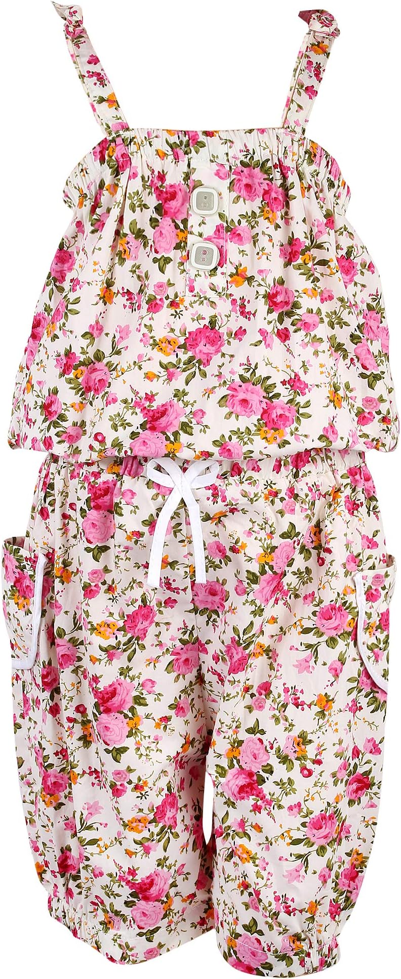 Arshia FashionsKnee Length Cotton Floral Jumpsuit for Girls