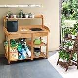 Yaheetech Garden Potting Table Wood Potting Bench with Removable Sink view 5