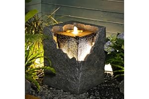 Sunlinua Garden Water Fountain - Outdoor Freestanding Fountains Cascading Floor Indoor Waterfall Floor Standing Water Fountains for Garden, Patio,