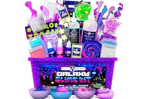 Original Stationery Galaxy Slime Kit for Kids Ages 8–12, DIY Space Slime Set with Glow-in-the-Dark Stickers & Galactic Glitter, Fun Cosmic Craft for Creative Play, Christmas Gift for Boys & Girls