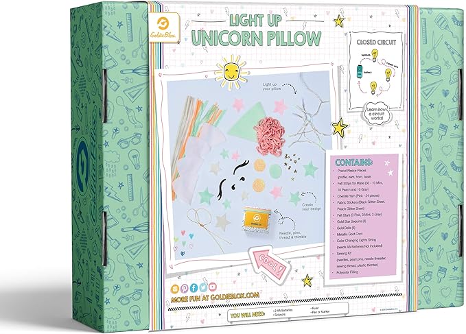 goldieblox light up unicorn pillow