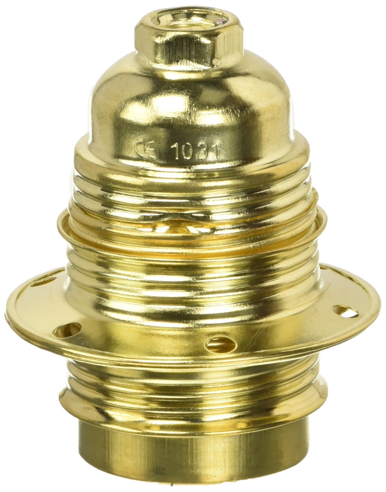 Electraline 71129 Threaded E27 Light Bulb Socket with 2 Rings Brass