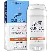 Secret Clinical Strength Antiperspirant Deodorant for Women, Stress Response, 100hr Sweat & Odor Protection, 3X Stress Protection with Hyaluronic Acid, PH Balancing Minerals, Soft Solid, 2.6 oz