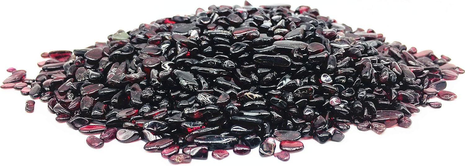 Xinxingshuo 1 lb Garnet Small Tumbled Chips Crushed Stone Healing Reiki Crystal Jewelry Making Home Decoration (Garnet): Jewelry