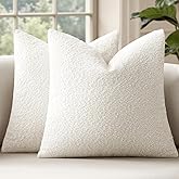 MIULEE 18x18 Inch Decorative Pillow Covers for Couch Bed Set of 2 Textured Boucle Neutral Throw Pillow Covers Cream White Accent Solid Pillowcases Sofa Living Room Home Decor