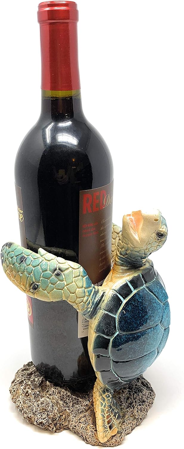 coastal collection outdoor living sea turtle melamine dinnerware on Globe Imports Blue Sea Turtle Resin Wine Bottle Holder 7 75 Inches Tall Home Kitchen Amazon Com