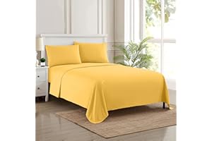 SWEET HOME COLLECTION Queen Size Bed Sheets - Breathable Luxury Sheets with Full Elastic & Secure Corner Straps Built In - 1800 Supreme Collection Extra Soft Deep Pocket Bedding Set, Sheet Set, Queen,Yellow