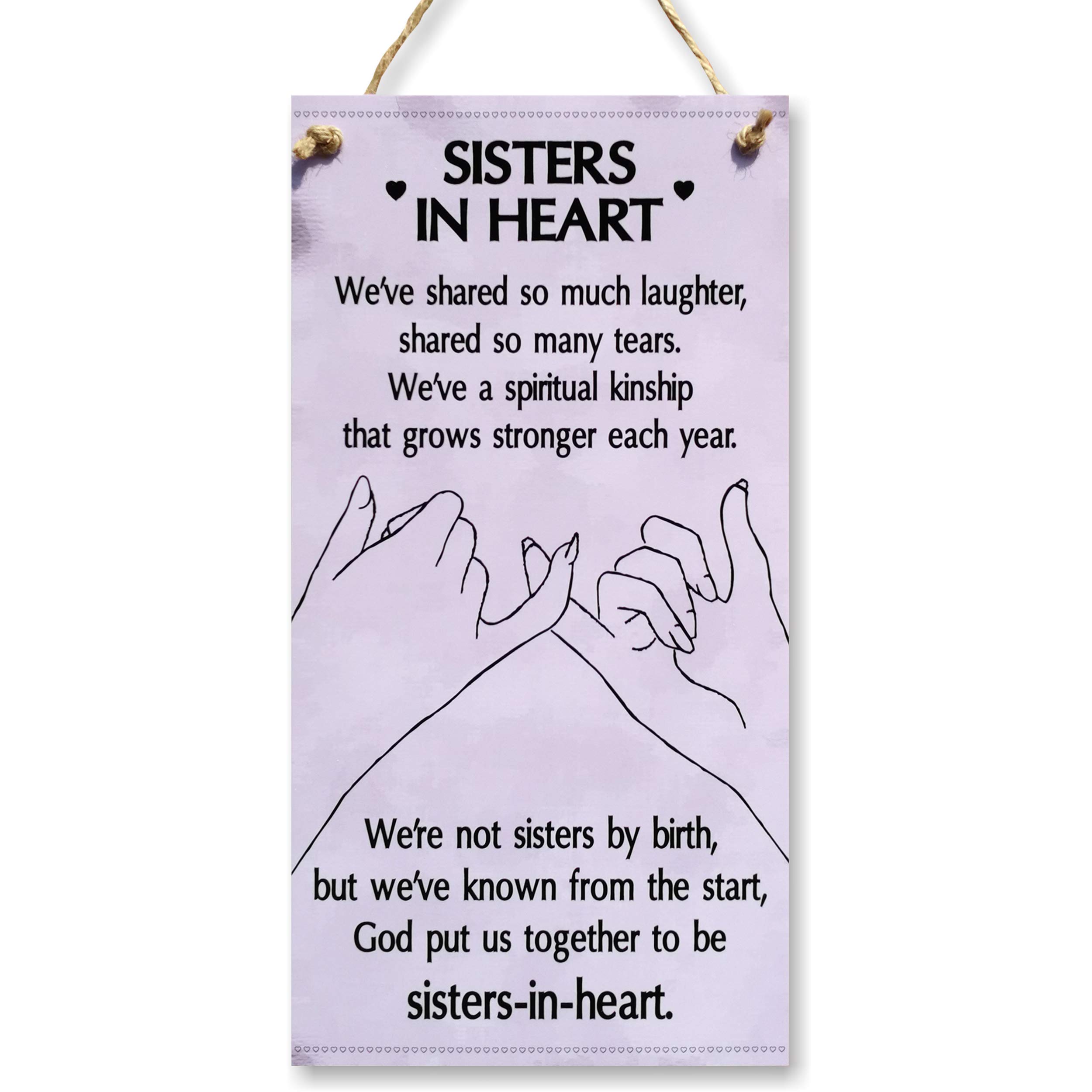 CARISPIBET Sisters in heart | home decorative sign, inspirational and heartwarming house decoration 12" x 6"