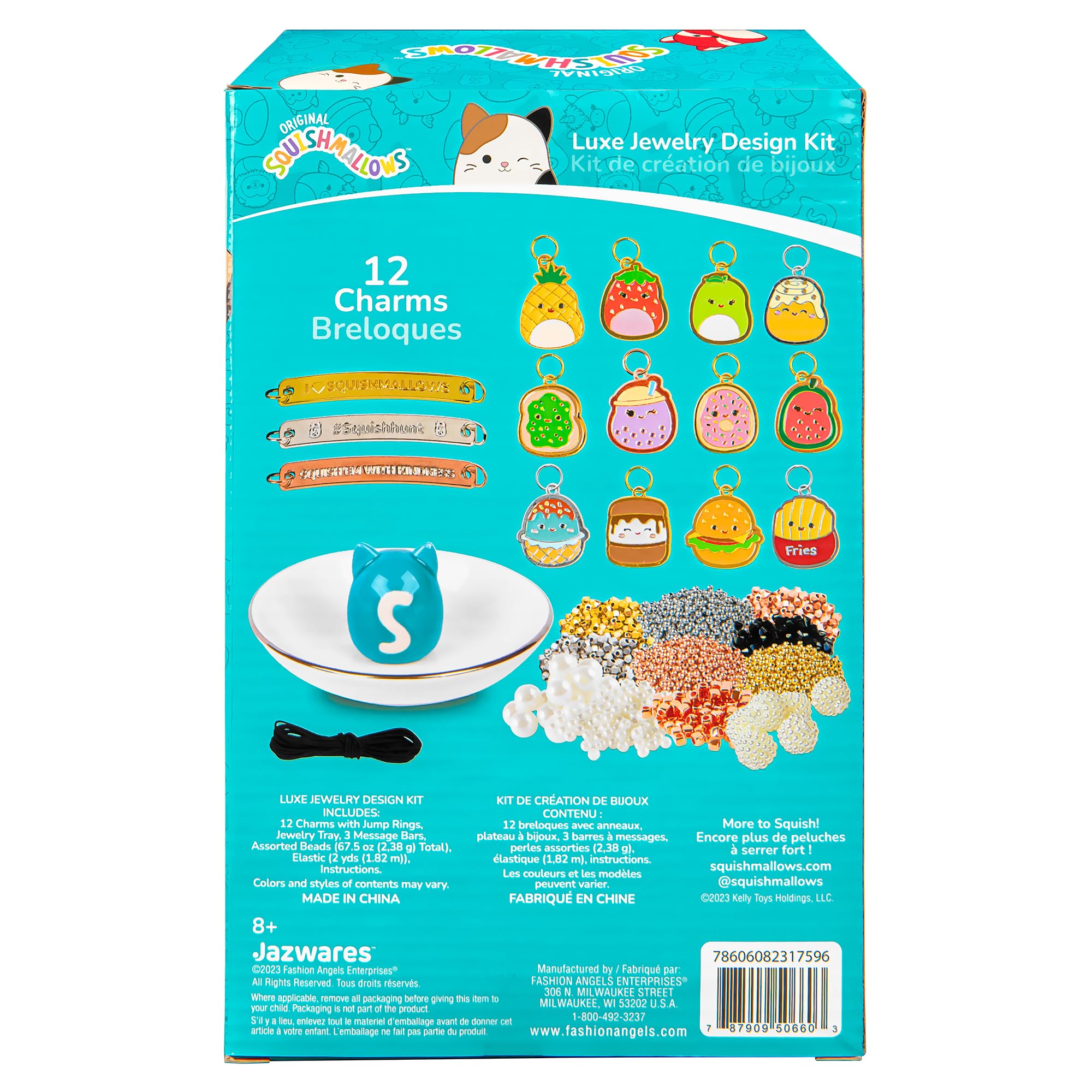 Fashion Angels Squishmallows Luxe Jewelry Design Kit, Includes Assortment of Beads, Charms & More, Makes 12+ Projects, Squishmallows Character Jewelry for Kids, Teen Girls & Boys