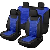 Pariiaotin 3D Air Mesh Car Seat Cover Full Set Washable and Breathable Premium Cloth Automotive Vehicle Seat Covers for Cars Interior, Universal Fit for Most Cars, Sedan, Truck, SUV(Black/Blue)