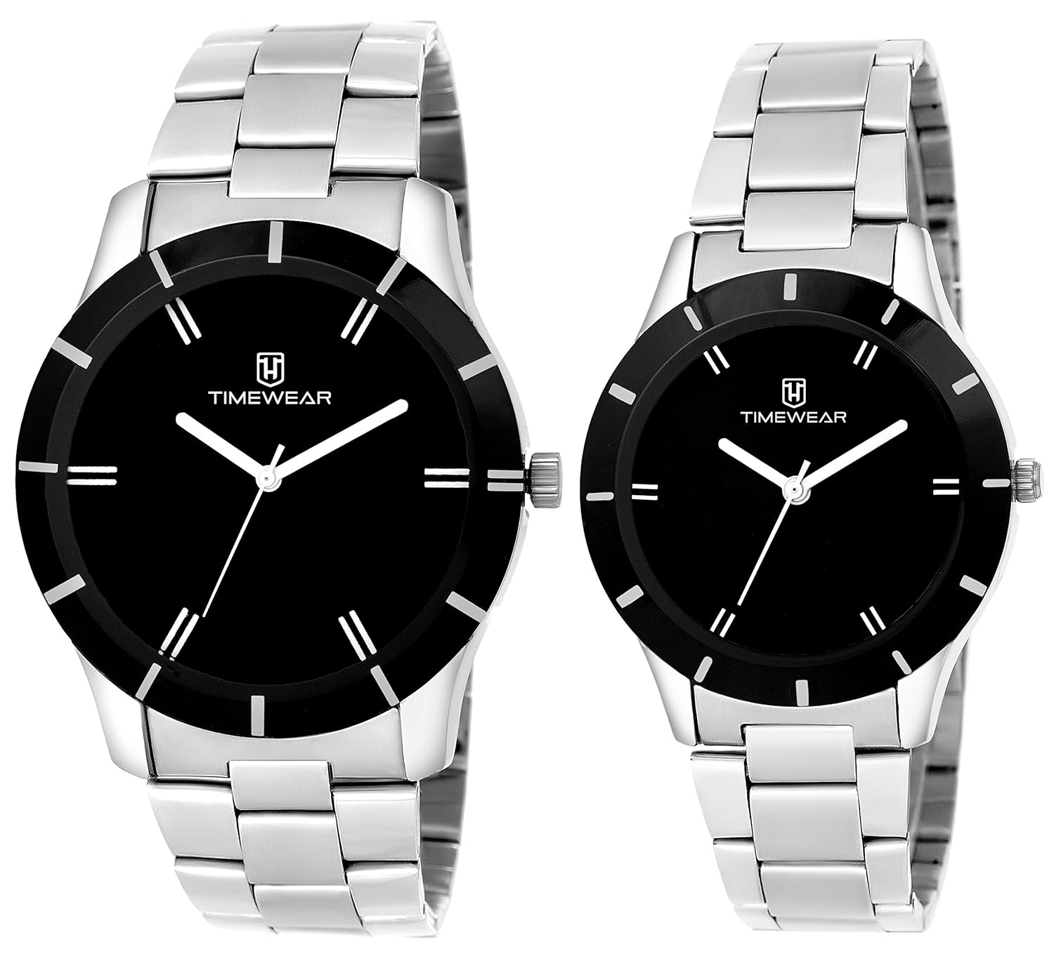 timewear analogue black dial unisex watch - 906chbdtcouple