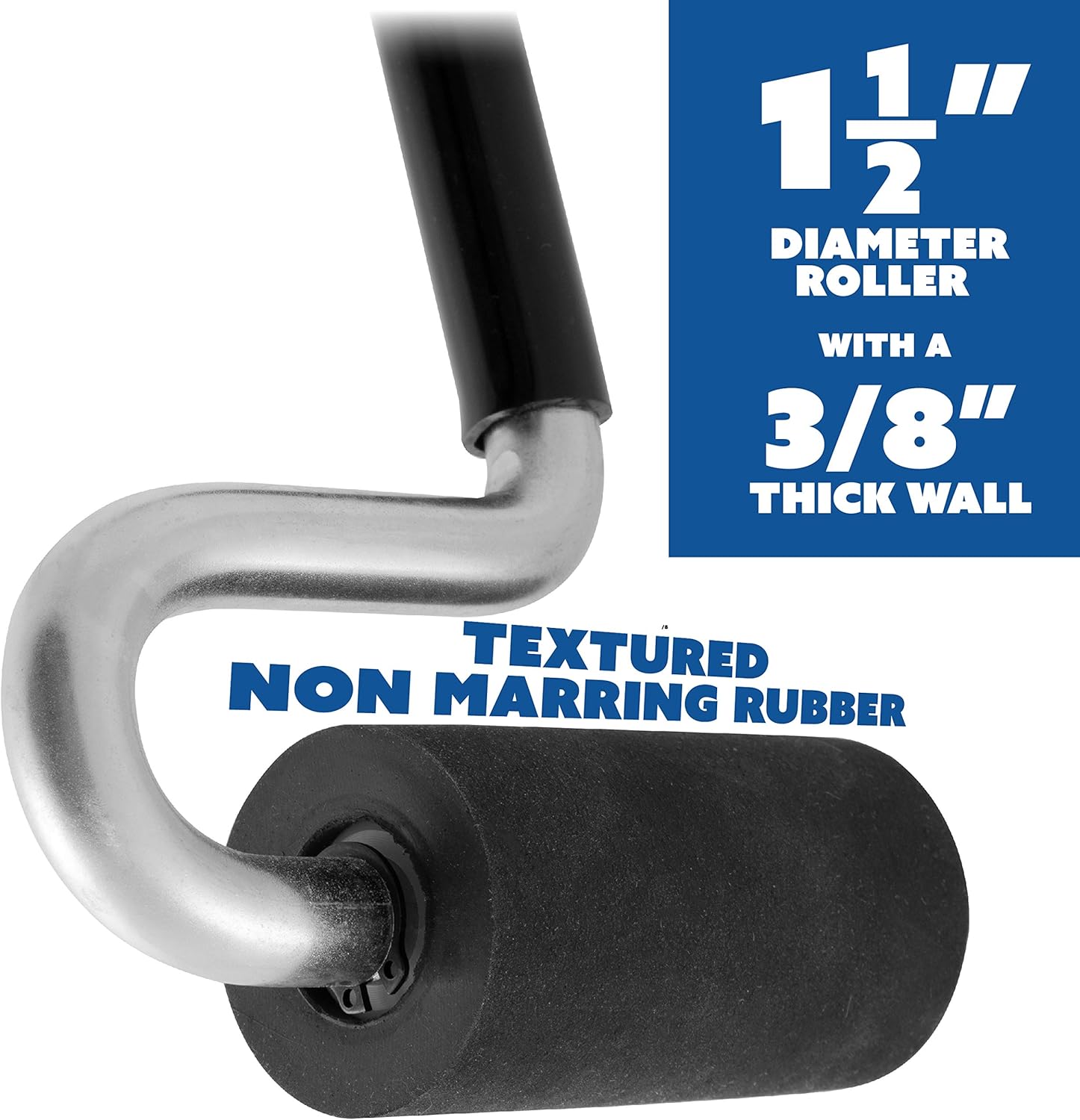 Long Handle J Roller with Thick Rubber Roller 1-1/2” in Diameter by 2-7/8” Wide For Veneers Laminate Wall Coverings and Edge Banding for Maximum Pressure Adhesion - - 