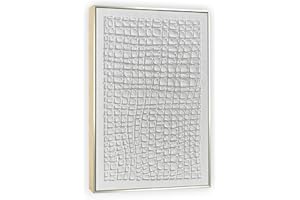 GeekMacro Hand Painted White Textured Abstract Oil Painting Wall Art Modern Large Framed Artwork for Living Room Hallway 46x31 Vertical Wall Decor