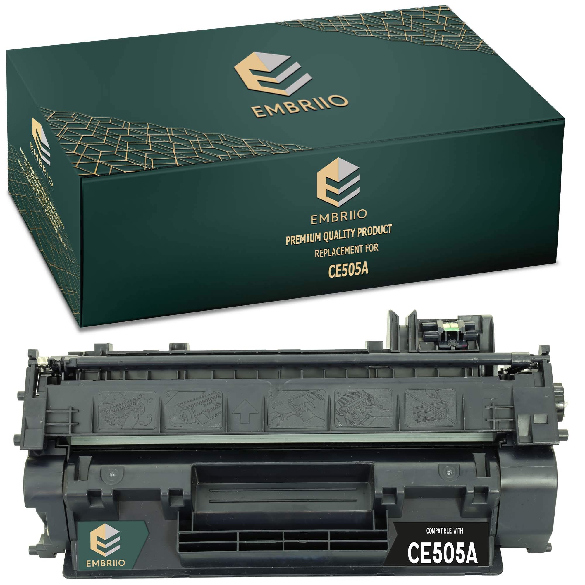 EMBRIIO CE505A 05A Compatible Toner Cartridge Replacement for HP LaserJet P2030 P2035 P2035n P2050d P2055 P2055d P2055dn P2055x Canon i-SENSYS LBP6300dn LBP6650dn LBP6670dn, 1 Black, h505a/c719