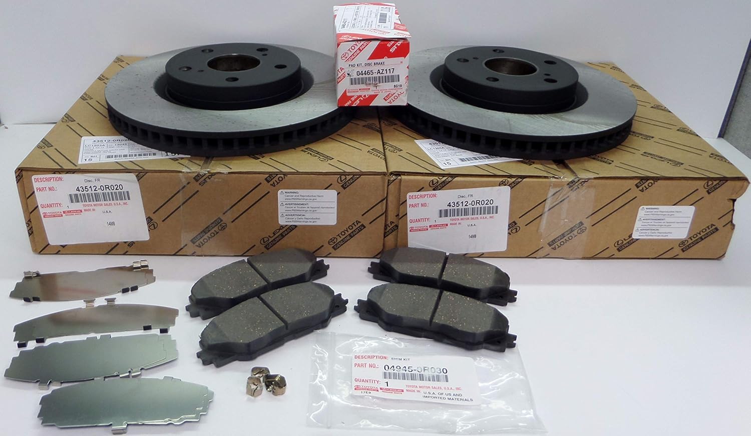 Amazon Com Toyota Rav4 2013 2018 Xle Limited Front Brake Pads Rotors Genuine Oe Oem Automotive