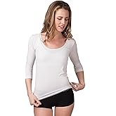 Boody Body EcoWear Women’s Scoop Top, 3/4 Sleeve, Soft Breathable, Lightweight Slim Fit, Viscose Made from Bamboo