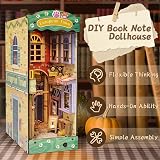 deAO DIY Miniature Book Nook Kit with LED Light - Street & Cat Model view 2