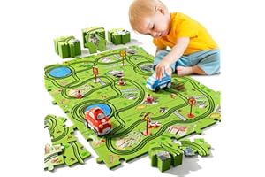 Bennol Toddler Toys Gifts for 2 3 4 5 Year Old Boys, 56pcs Jigsaw Puzzle Race Track Car Set for Kids Boys Toddlers 1-3 2-4 3-5 4-6, Puzzle Tracks Car Toys Gifts for 2 3 4 5 Year Old Boy Kid