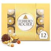 Ferrero Rocher Chocolate, Hazelnut Milk Chocolates, 12 Ct, 5.3 oz | Individually wrapped hazelnut chocolate, gourmet chocolate candy for gifting a sweet treat or snacking