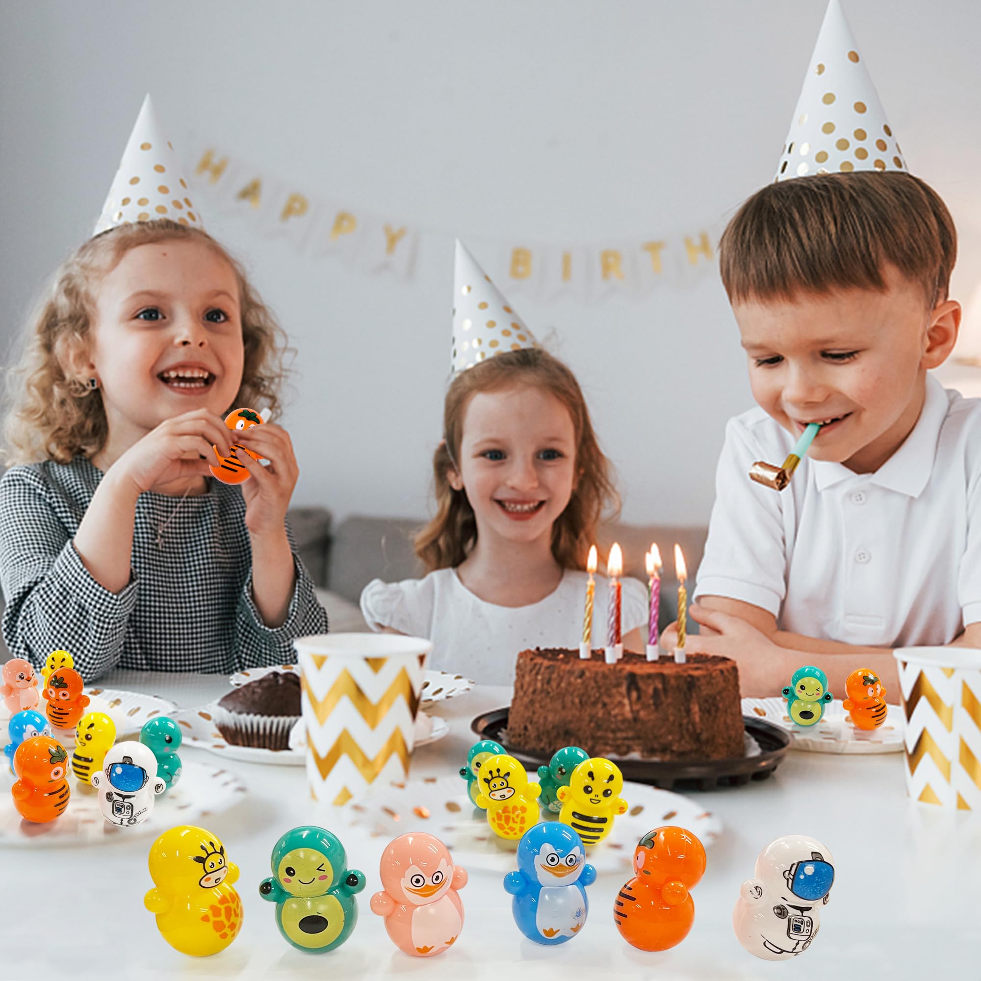 XIPEGPA 70PCS Mini Tumbler Toys Mini Animal Toy Party Favors for Boys Girls for Classroom Rewards Goodie Bag Filler Treasure Box Gifts Birthday Party Favors