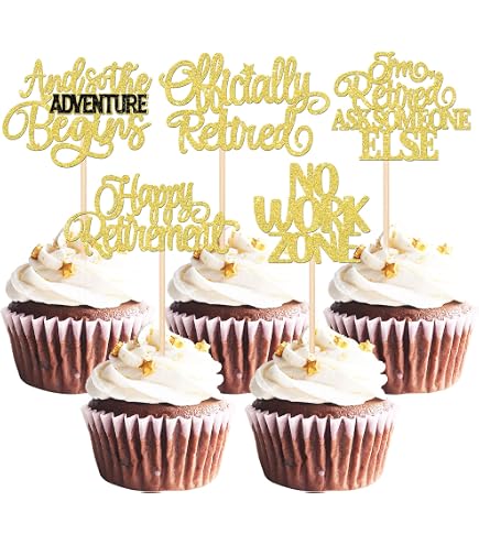36 Stück Cupcake-Topper „Happy Retirement“ – Gold-Glitzer-Deko Für Ruhestandsparty