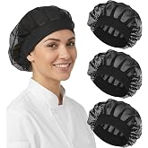 3 Pcs Reusable Hair Nets for Food Service, Washable Mesh Hair Nets Chef Hat | Kitchen Hat, Adjustable Cooking Cap for Women, Breathable Mesh Food Service Workers Hat (White, 15 x 11.8 In)