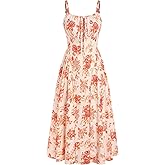 ZAFUL Women Floral Corset Dress Summer Wedding Guest Dresses Flowy A Line Midi Sundress with Pockets