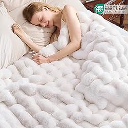 PLUUSHUU Faux Fur Throw Blanket for Couch, Fluffy