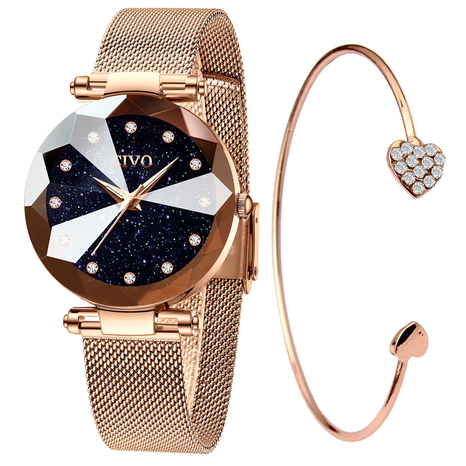 CIVO Women Watches Ladies Set Bracelet Stainless Steel Mesh Strap Waterproof Watches for Woman Girls Teenager Fashion Elegant Business Dress Analogue Quartz Wrist Watch