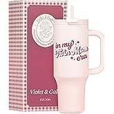 Violet & Gale Twin Mom Gifts - Retro Collection - 40oz Insulated Tumbler with Handle, Twin Mama Coffee Mug Water Bottle, In My Era Cup for Mothers Day