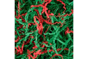 Kolewo4ever 1 LB Christmas Crinkle Cut Paper Shred Red Green Shredded Paper for Gift Baskets Box Filler Christmas gift box filler
