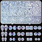 Thrilez 900 Pieces Glass Crystal Beads for Jewelry Making, Assorted Crystal Beads for Bracelets, Jewelry, DIY Crafts or Home Ornaments(Clear Crystal AB Color)
