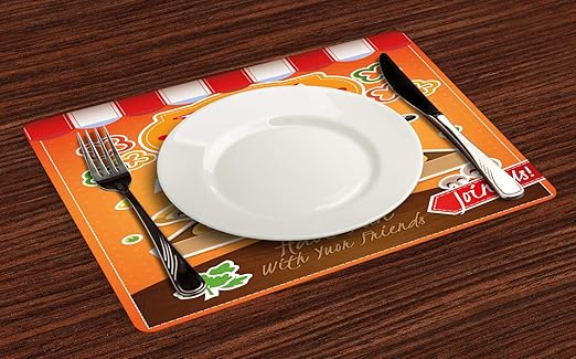 Amazon Com Lunarable Pizza Place Mats Set Of 4 Pizza Party