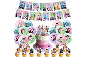 KPop De_mon Cartoon Birthday Party Decorations Hunters Movie Theme Supplies Kit,Balloons,Happy Birthday Banner,Cupcake Topper