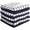 Bumble Premium Cotton Dish Cloths (12" x 12") Navy Check Design | Highly Absorbent, Natural Ring Spun Cotton | Kitchen Dish Towel Set | 380 GSM - 8 Pack