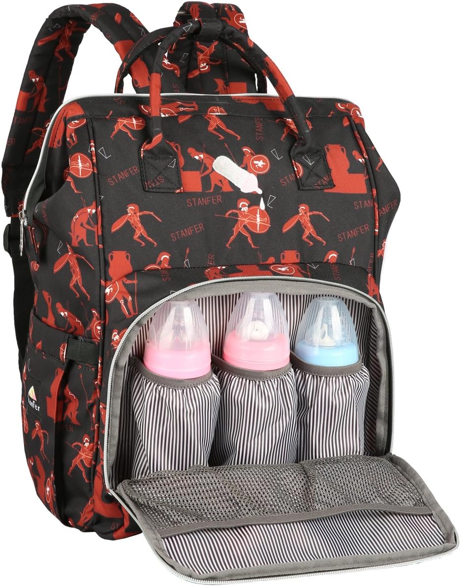 Stanfer Diaper Bag Backpack with Stroller Straps & Changing Pad (RedBlack)
