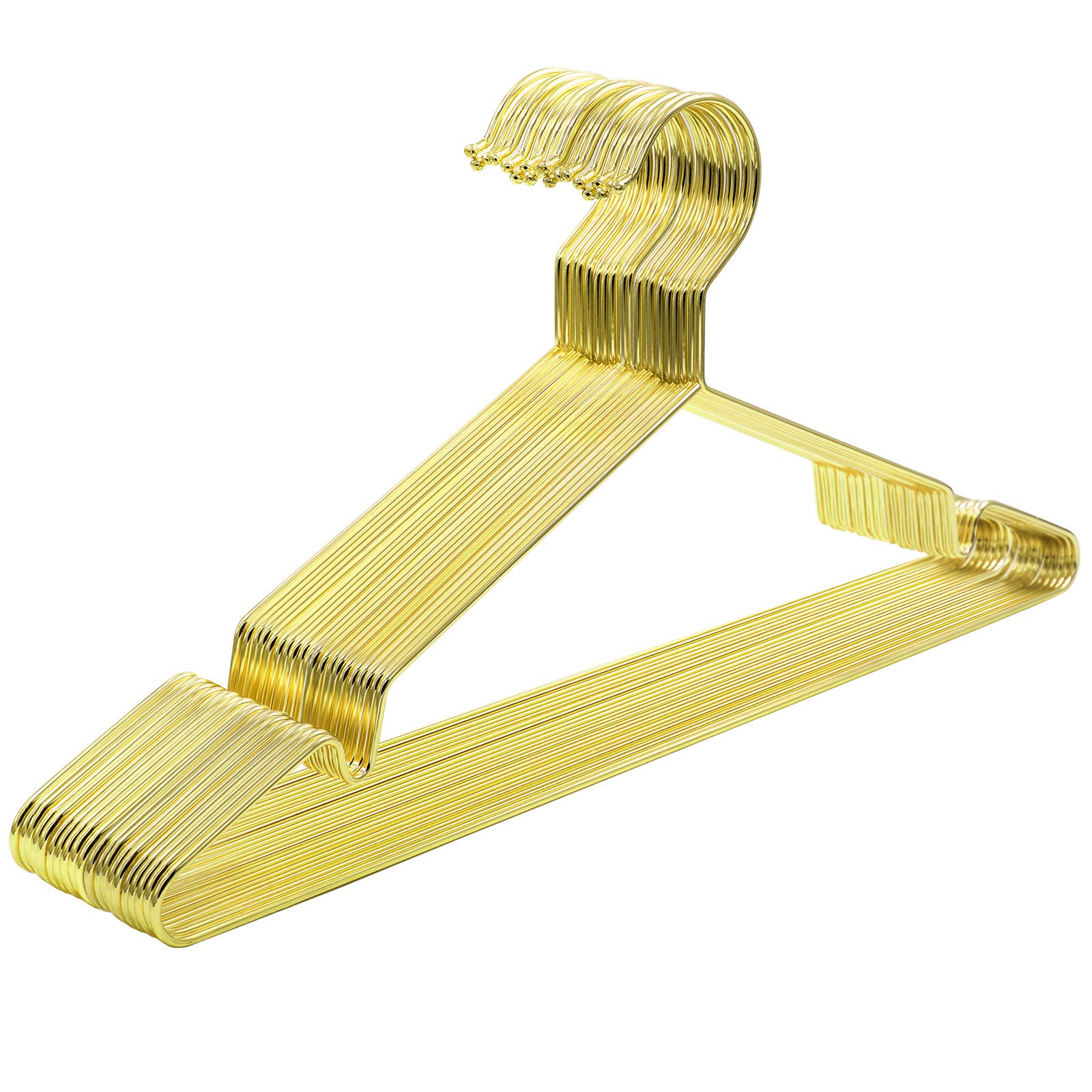 SONGMICS Pack of 20 Metal Strong Clothes Hangers, Chromium-plated Coat Hangers, Rust-Resistant, Space Saving, Durable, 42 cm, Golden CRI044G01