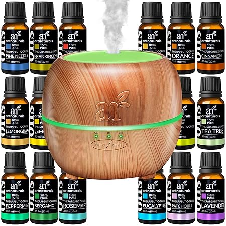 Artnaturals Aromatherapy Set 16 Essential Oils And 150ml Diffuser Tank Beauty Amazon Com