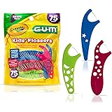 GUM-897 Crayola Kids' Flossers, Grape, Fluoride Coated, Ages 3+, 75 Count