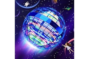 TOMZON 2024 UFO Flying Orb Ball, Galaxy Boomerang Ball with RGB LED Light Mini Hand Drone, Hand Controll Fidget Spinner Hover Orb Ball, Spinning Kids Toys Gift Boys Girls Quick USB Charge(Blue)