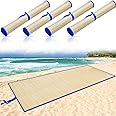 Qunclay 4 Packs Straw Beach Mat Waterproof Non Slip Straw Mat Foldable Lightweight Picnic Mat with Trim for Camping Sunbathing Picnic Floor Yoga