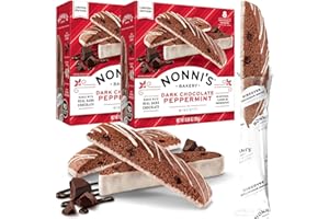 Nonni's Dark Chocolate Peppermint Biscotti - 2 Boxes Christmas Cookies - Italian Biscotti Cookies w/Dark Chocolate White Icing & Peppermint Candy - Biscotti Individually Wrapped Cookies - 6.88 oz
