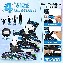 OBENSKY Inline Skates for Kids Ages 5-8, Adjustable